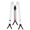 White Silk and Leather Suspenders