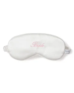 White Silk Bride Sleep Mask with Pink Embroidery
