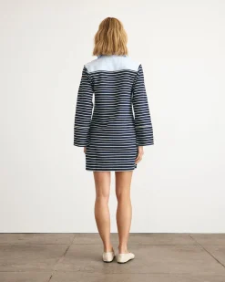 Whitney Dress in Maritime Blue & Cream Stripe