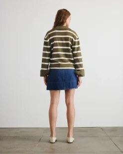 Whitney Top in Fern & Cream Wide Stripe