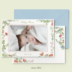 Wild Blooms Birth Announcement Photo, Set of 50