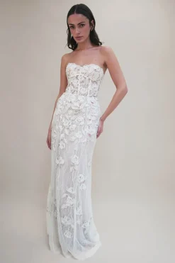 Wild Rose Print Bustier Gown