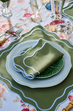 Wild Roses Tablecloth in Blue