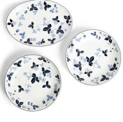 Wild Strawberry Inky Blue Dinnerware, Set of 15