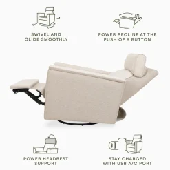 Willa Plus Power Glider Recliner w/ Power Headrest in Performance Beach Eco-Weave