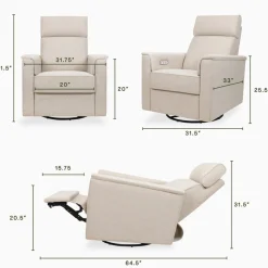 Willa Plus Power Glider Recliner w/ Power Headrest in Performance Beach Eco-Weave