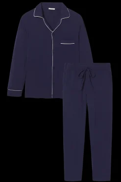 William TENCEL™ Modal Long PJ Set in True Navy/Ivory