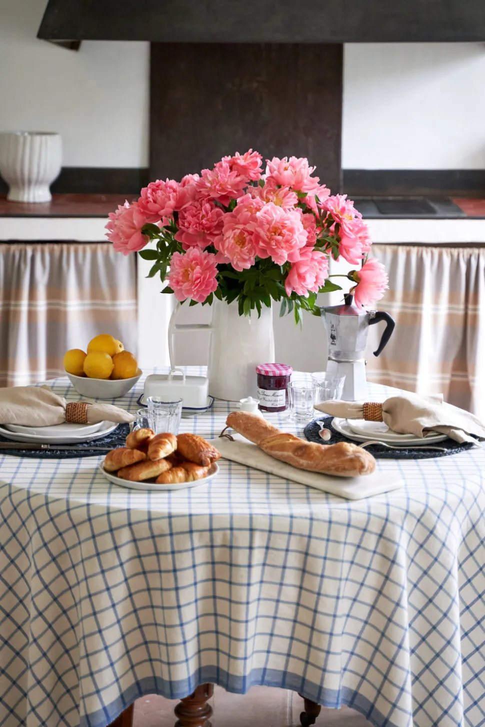 Windowpane 60x60 Tablecloth in Blue & Natural
