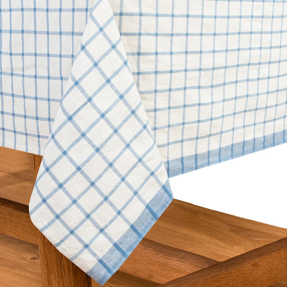 Windowpane 60x90 Tablecloth in Blue & Natural