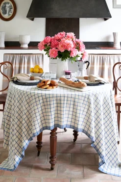 Windowpane 60x90 Tablecloth in Blue & Natural