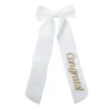 Wine Bow “Congrats” in White with Gold