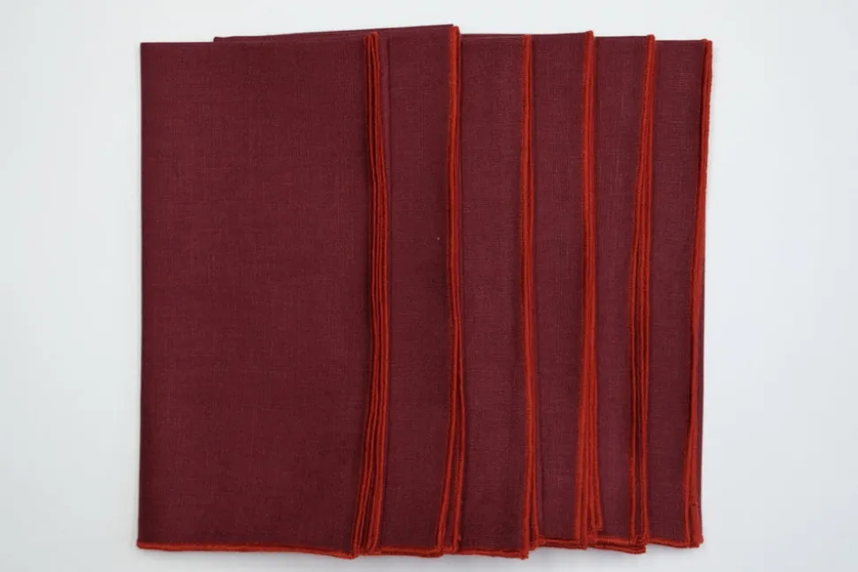Wine Napkin Orange Small Trim, Set of 4