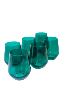 Wine Stemless, Set of 6 Emerald Green