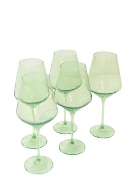 Wine Stemware, Set of 6 Mint Green