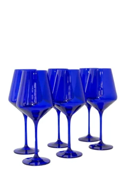 Wine Stemware, Set of 6 Royal Blue