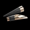 Wine Stopper and Pourer in Black and Painted Steel, Set of 2