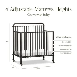 Winston 4-in-1 Convertible Mini Crib in Vintage Iron