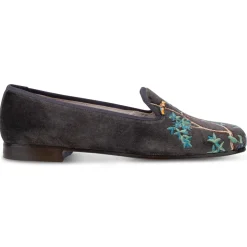 Winter Garden Charcoal Velvet Slipper