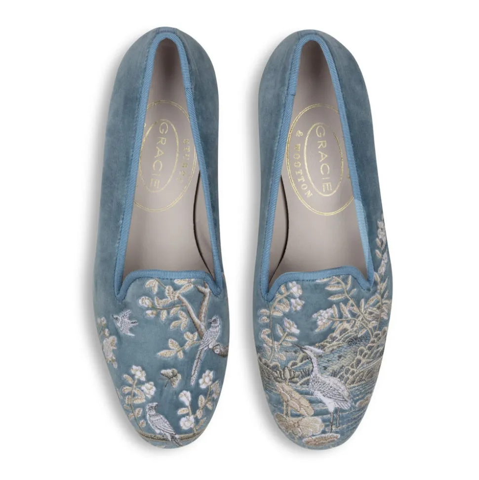 Winter Garden Sky Velvet Slipper