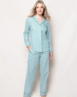 Women’s Emerald Ticking Pajama Set