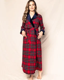 Women’s Imperial Tartan Long Robe with Velvet Trim
