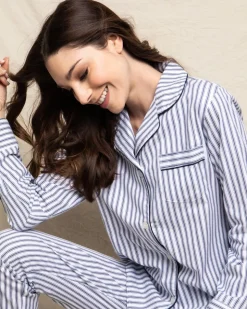 Women’s Navy French Ticking Pajama Set