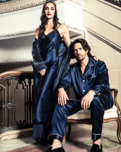 Women’s Navy Silk Cosette Night Dress