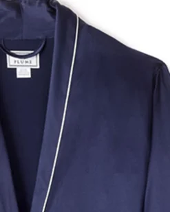 Women’s Navy Silk Long Robe