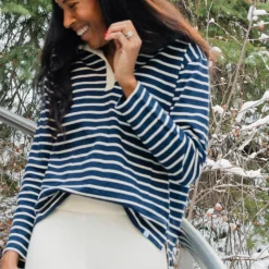Women’s Navy Stripe Rugby Shirt