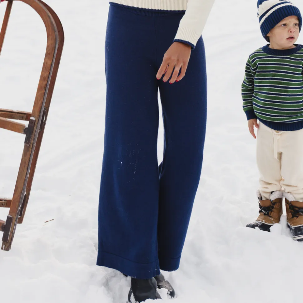 Women’s Navy Wide Leg Knit Pant