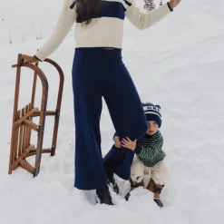 Women’s Navy Wide Leg Knit Pant