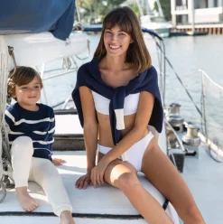 Women’s Navy With Cream Trim Knit Sweater