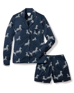 Women’s Pima Long Sleeve Short Set in Zèbre de Nuit