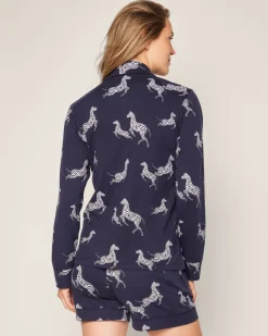Women’s Pima Long Sleeve Short Set in Zèbre de Nuit