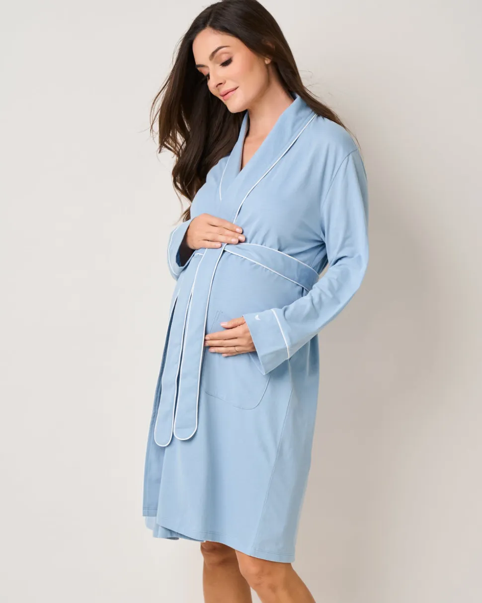 Women’s Pima Maternity Robe in Periwinkle