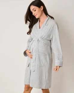Women’s Pima Maternity Robe in Light Heather Grey