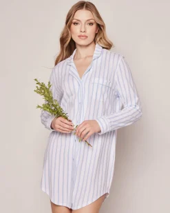 Women’s Pima Nightshirt in Periwinkle Stripe