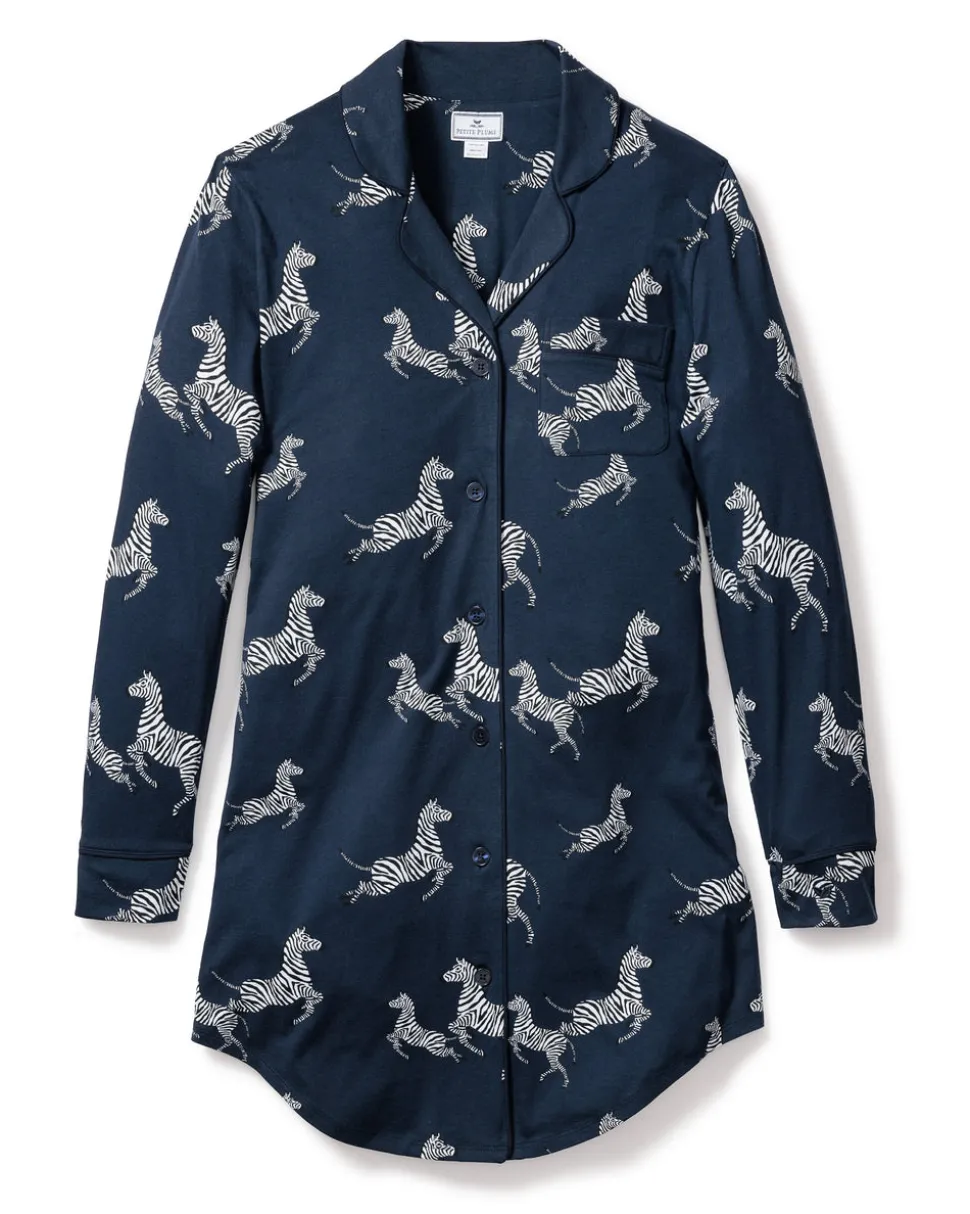 Women’s Pima Nightshirt in Zèbre de Nuit