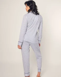 Women’s Pima Pajama Set in Navy French Ticking