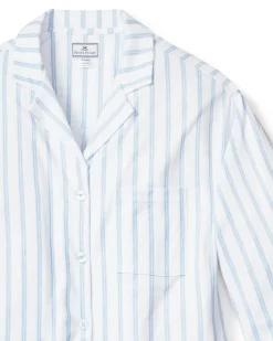 Women’s Pima Wide Leg Pajama Set in Periwinkle Stripe
