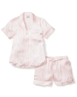 Women’s Pink Stripe Silk Short Set