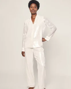Women’s Sequin Pajama Set in White