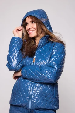 Women's Shiny Mountain Blue Quilted Puffer Jacket
