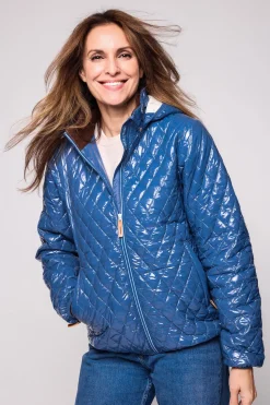 Women's Shiny Mountain Blue Quilted Puffer Jacket