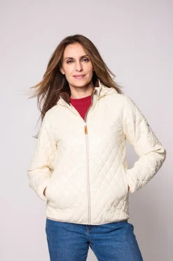 Women's Shiny Winter White Quilted Puffer Jacket