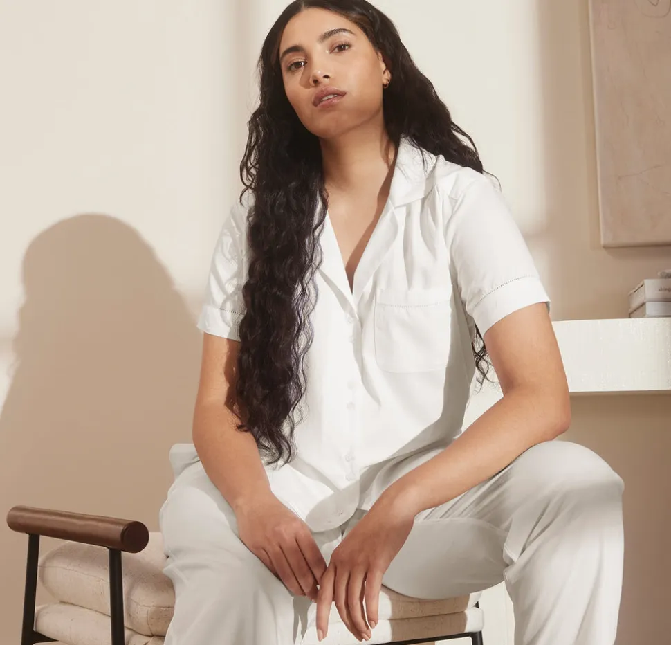 Women's Signature Short Sleeve & Pants Pajama Set in White
