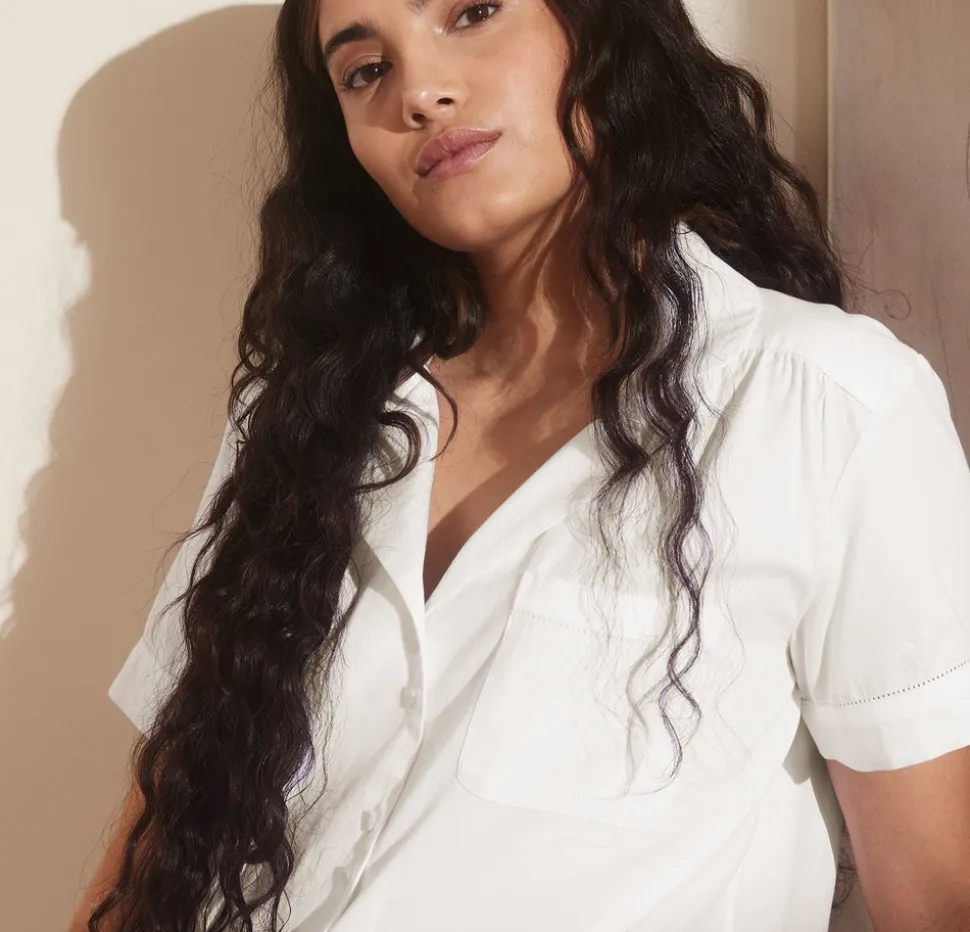 Women's Signature Short Sleeve & Pants Pajama Set in White