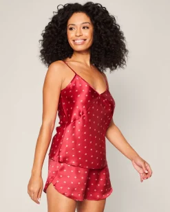 Women’s Silk Cami Short Set in Bordeaux Art Nouveau
