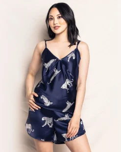 Women’s Silk Cami Short Set in Panthère de Nuit