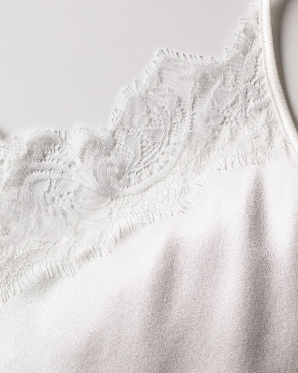 Women’s Silk Lace Cami Short Set in White